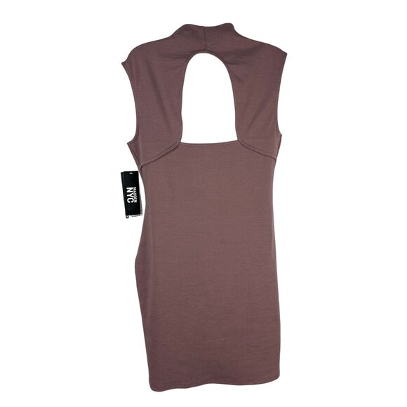 Madden NYC Twilight Mauve Jersey Mini Dress Open Back Design Sleeveless Size L - Picture 3 of 6